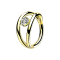 Anello a micro segmenti con cerniera a doppio anello placcato oro e cristallo