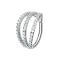 Micro segment ring hinged silver three rings with crystals