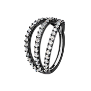 Micro Segmentring klappbar schwarz drei Ringe mit Kristallen