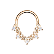 Micro Piercing Ring rosegold filigrane Herzen mit Kristall
