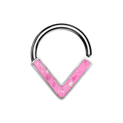 Micro Piercing Ring silber Winkel mit Opal pink