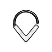 Anello micro piercing angolo nero con opale bianco