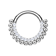 Anello micro segmentato pieghevole argento con cristalli...