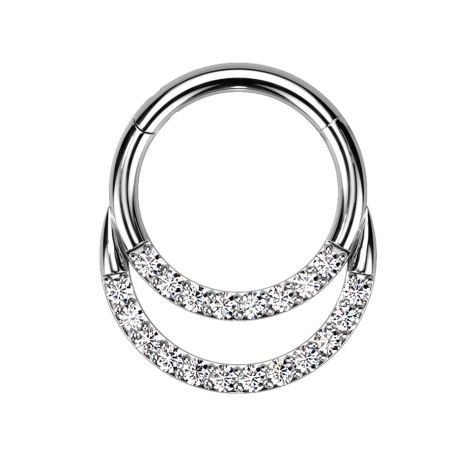 Micro bague segmentée pliable argent double face cristaux argent