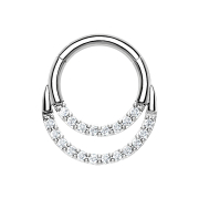 Micro segment ring hinged silver double front crystals...