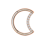 Micro segment ring hinged rose gold moon with crystals