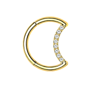 Foldable micro segment ring, gold-plated, moon with crystals