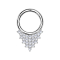 Micro segment ring hinged 14k white gold triangular plates with crystals