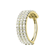 Micro segment ring hinged 14k gold three lines with crystals