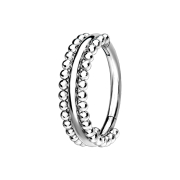 Micro segment ring hinged silver double line with balls