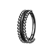 Micro segment ring hinged black double line with balls
