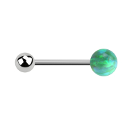 Micro Barbell argent avec boule et boule opale verte