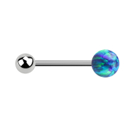Micro barbell silver with ball and ball opal blue