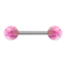 Micro Barbell argent avec deux boules opales roses