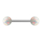 Micro Barbell argent avec deux boules opales blanches
