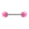 Micro Barbell argent avec deux boules opales roses
