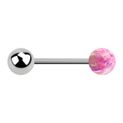 Micro Barbell silber mit Kugel und Kugel Opal pink