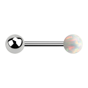 Barbell silver with ball and ball opal white