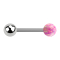 Barbell argent avec boule et boule opale rose