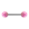 Barbell argent avec deux boules opales roses