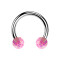 Circular barbell silver with two balls opal pink