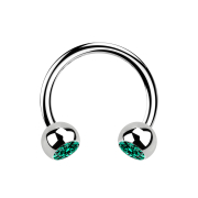 Micro Circular Barbell silver with two turquoise crystal...