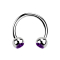 Micro Circular Barbell silver with two purple crystal balls