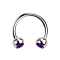 Micro Circular Barbell argento con due sfere di cristallo viola