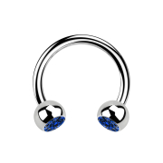 Micro Circular Barbell silver with two dark blue crystal...