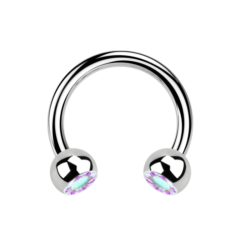 Micro Circular Barbell silver with two crystal balls multicolor