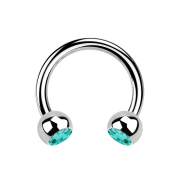 Micro Circular Barbell silver with two turquoise crystal...