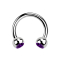Micro Circular Barbell argento con due sfere di cristallo viola