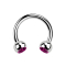 Micro Circular Barbell argento con due sfere di cristallo fucsia