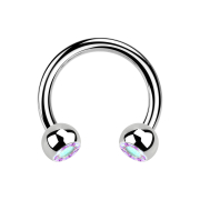 Circular Barbell silber mit zwei Kugeln Kristall multicolor