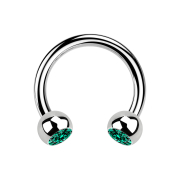 Circular Barbell argent avec deux boules cristal turquoise