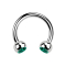 Circular barbell silver with two turquoise crystal balls