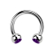 Circular Barbell argent avec deux boules cristal violet