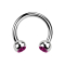 Circular barbell silver with two crystal balls fuchsia