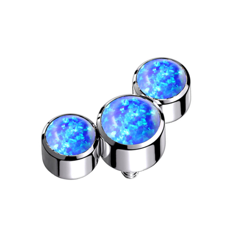 Dermal Anchor silber drei Opale blau