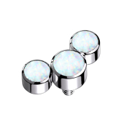 Dermal Anchor silber drei Opale weiss