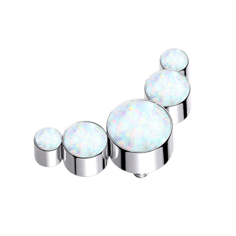 Dermal Anchor silber fünf Opale weiss