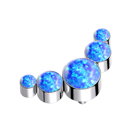 Anello cutaneo argento con cinque opali blu