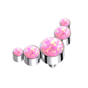 Silver Dermal Anchor with Five Pink Opals