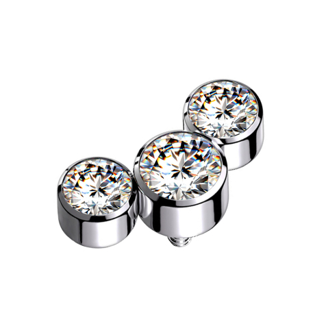 Silver Dermal Anchor with Three Silver Crystals