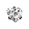 Anello cutaneo a forma di cuore in argento con cristallo incastonato in argento
