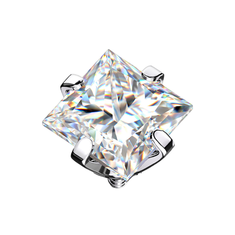 Silver Square Dermal Anchor with Crystal Set in Silver