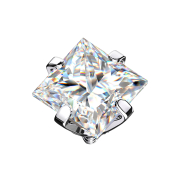 Ancrage dermique argent carré cristal argent serti