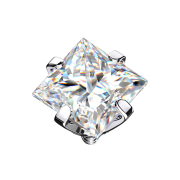 Ancrage dermique argent carré cristal argent serti