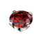Silver dermal anchor with a red crystal setting