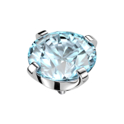 Silver dermal anchor with aqua crystal setting